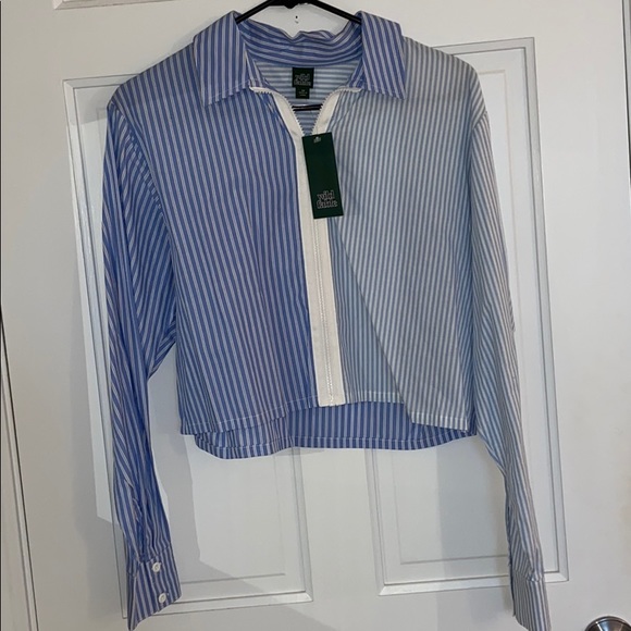 NWT Zip Up Two-Toned Dress Shirt - Picture 1 of 4